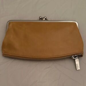 HOBO Tan Leather Clutch with Silver Hardware